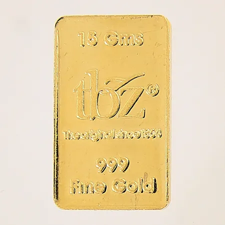 Guldtacka med dekor av Rashmi, tbz, 25x15mm, 24K  Vikt: 15 g