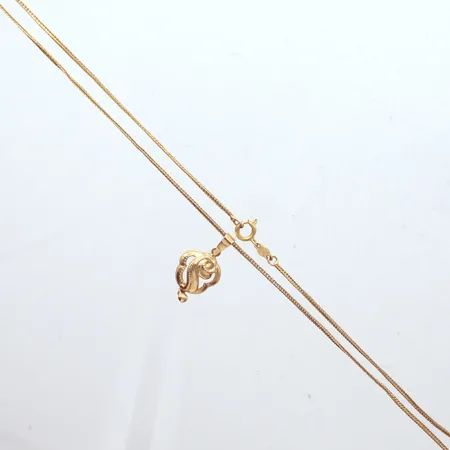 Kedja Fiskben, ojämn, längd 58cm, bredd 1,3mm,  hänge 26mm, 18k   Vikt: 5 g