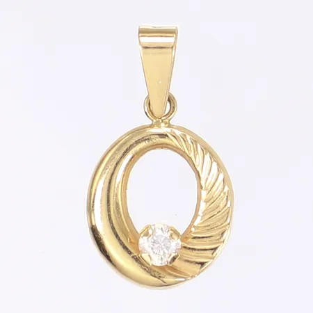 Hänge med vit sten, längd inkl ögla 25mm, bredd 13mm, 18K  Vikt: 0,8 g