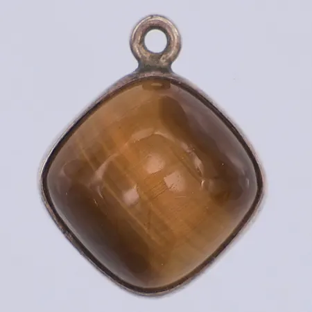 Hänge, tigeröga, 16mm, saknar hängögla, silver Vikt: 2,2 g