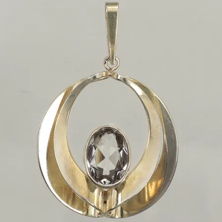Hänge bergskristall, längd 40mm, bredd 32mm, Finland, 925/1000 silver Vikt: 7 g
