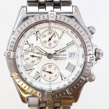 Herrur Breitling Crosswind, automatisk, stål, 42mm, pilotlänk, referensnr:A13355, serienr: 288265, dokument och garantikort från 2002, länkens innermått 18cm, bredd: 18-21mm, box och ytterkartong medföljer Vikt: 0 g