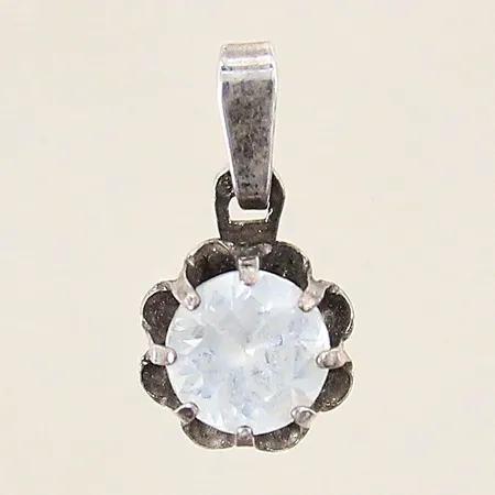 Hänge med vit sten, 15x8mm, silver 835/1000 Vikt: 0,8 g