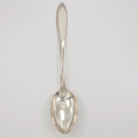 Matsked, 20,3cm, modell svensk spetsig, gravyr, Hallbergs år 1929,  Vikt: 43,3 g