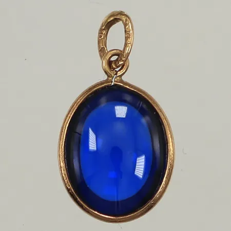 Hänge blå sten, längd 12,8mm, bredd 10,8mm 18K Vikt: 1,3 g