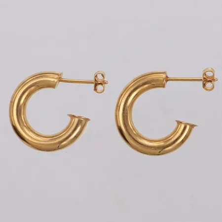 Örhängen, Ø18,2mm, bredd 3,9mm, ihåliga, smärre bucklor, 18K  Vikt: 2,7 g