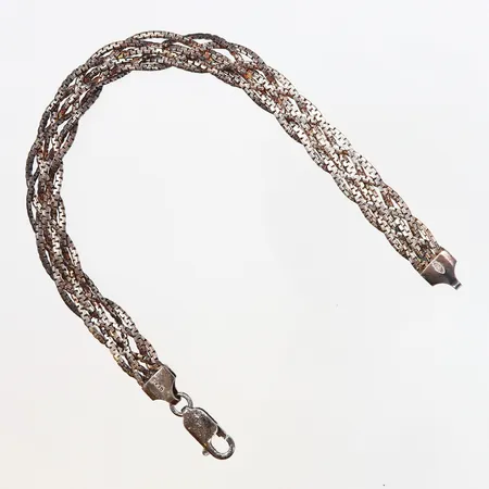 Armband flätad modell, 18,5cm, bredd: 8mm, GFAB, silver 925/1000 Vikt: 8 g