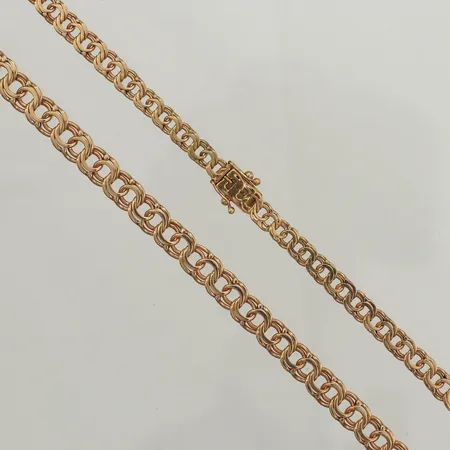 Collier Bismarck, doserat, längd 46,5cm, bredd 4,9-7,1mm, Vibergs Guldvaror Sture Viberg, år 1969, 18K Vikt: 27,9 g