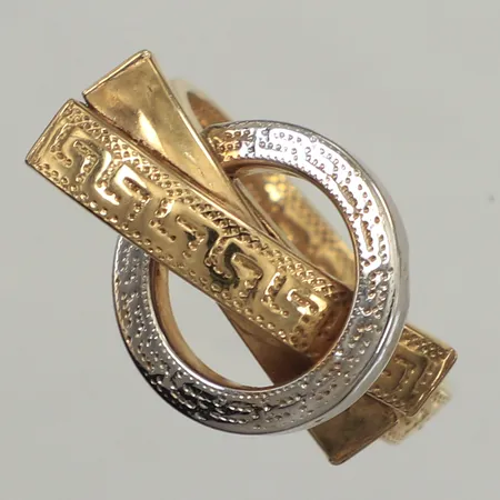 Ring, meandermönster, stl 18½, bredd 4-14,6mm, tvåfärgad, 14K  Vikt: 1,6 g
