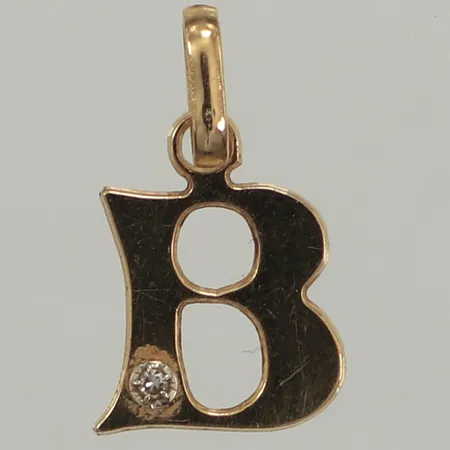 Hänge B, vit sten, längd 15mm, bredd 8,9mm, 18K  Vikt: 0,5 g