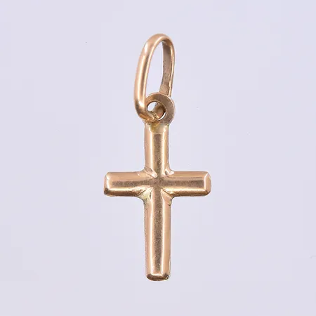 Hänge Kors, längd 19 mm, bredd 8 mm, 18K. Vikt: 0,3 g