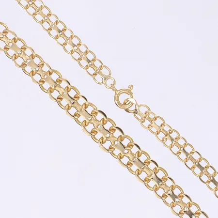 Collier, längd 43cm, bredd 5mm, svenska kontrollstämplar, 18K Vikt: 14 g