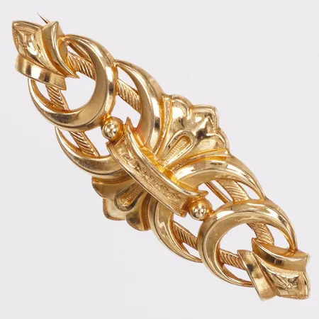 Brosch, 50mm, Guldvaruaktiebolaget, skev nål, 18K  Vikt: 2,8 g