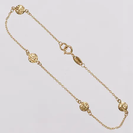 Armband, Ankar, integrerade berlocker, 18,5cm, bredd 1-5mm, Guldfynd, 18K  Vikt: 1,5 g