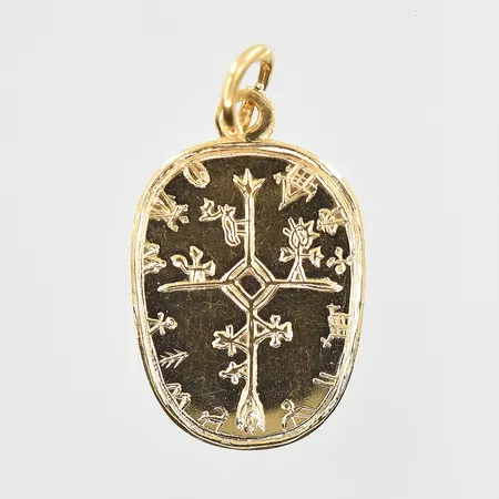 Hänge, spåtrumma Åseletyp, längd 18 mm, bredd 11 mm, 18K. Vikt: 0,8 g