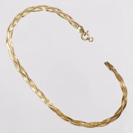 Armband, flätat, ca 19,5cm, defekt av, 14K  Vikt: 2,5 g