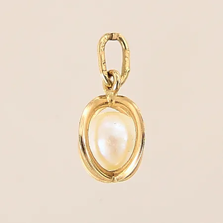 Hänge med odlad pärla, 13x8mm, 18K Vikt: 0,7 g