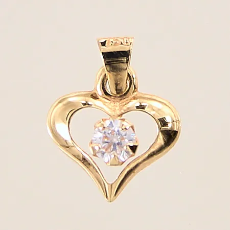 Hänge, hjärta, med vit sten, 11x9mm, 18K  Vikt: 0,2 g