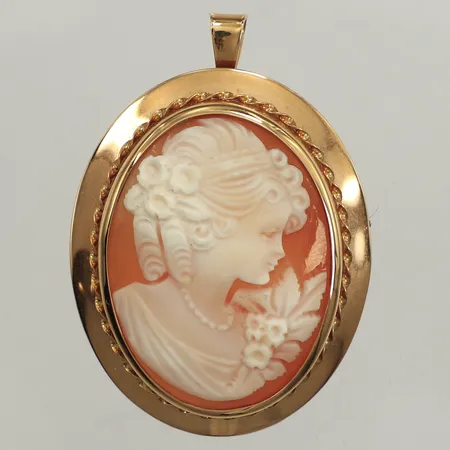 Hänge/Brosch, camé, längd 41mm, bredd 29,3mm, 18K Vikt: 8,1 g