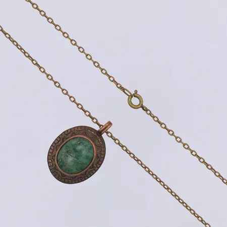 Collier, Kalevala, 75,5cm, hänge krommarmor, 28mm, brons
