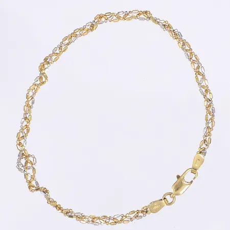 Armband, Guldfynd, längd 19cm, bredd 3mm, trefärgat, 18K Vikt: 3,4 g