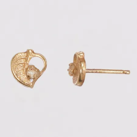 Ett par örhängen, löv med vita stenar, längd 6,6mm, bredd 6mm, saknar stoppar, 18K Vikt: 0,3 g