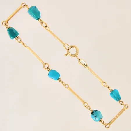 Armband med blå stenar, längd 20cm, bredd 1-6mm, 18K  Vikt: 5,6 g