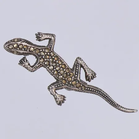 Brosch, ödla, pyriter, 43mm, 835/1000 silver Vikt: 3,5 g