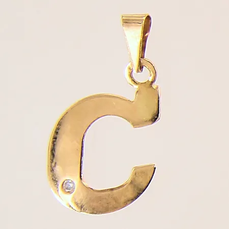 Hänge med diamant ca 0,005ct, 18x10mm, bucklig ögla, 18K  Vikt: 0,3 g