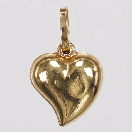 Hänge, hjärta, 20mm, ihåligt, bucklor, 18K  Vikt: 1 g
