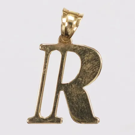 Hänge, bokstaven R, 20mm, 18K  Vikt: 0,6 g