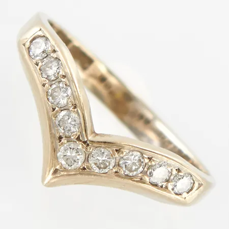 Ring vitguld med diamanter ca 0,23ctv, stl 16¾, behov av omrodinering, 18K Vikt: 2,8 g