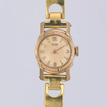 Damur Tissot, manuell, Ø18mm, doublé, stål, armband ej original, viklås, 16,5cm, doublé, repigt glas