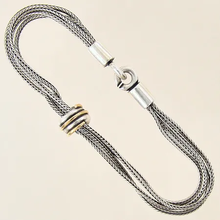 Armband Rävsvans samt integrerad berlock med förgylld del, längd 18cm, bredd 5,5mm, silver 925/1000 Vikt: 13 g