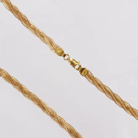 Collier, flätat, 39,5cm, bredd ca 5mm, 21K  Vikt: 11,4 g