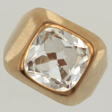 Klackring, vit sten, stl 16¾, bredd 13mm, 18K Vikt: 4,6 g