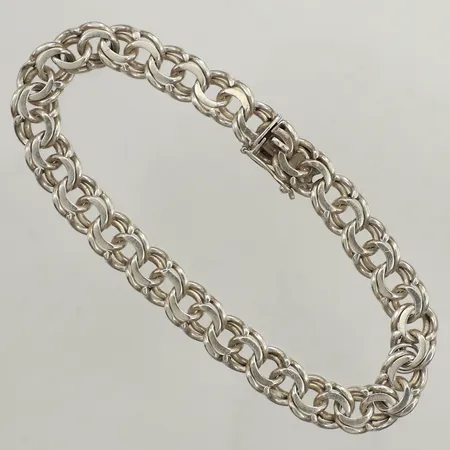 Armband Bismarck, längd 19,5cm, bredd 8,4mm, Hb Blå Måsen, A Nita & Reimertz Fält, 835/1000 silver  Vikt: 18,4 g