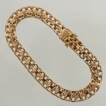 Armband X-länk, längd 19cm, bredd 7,7mm, Nordiska Guldvaru-Aktiebolaget, år 1964, 18K Vikt: 17,9 g