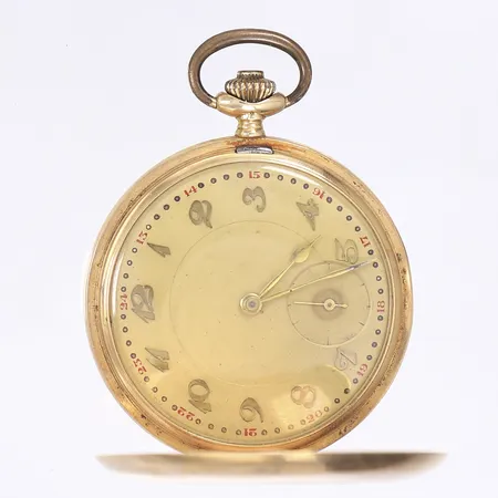 Fickur savonette, oidentifierad tillverkare, Ø49mm, innerboett i metall, bucklig boett 14K Bruttovikt: 64,6g