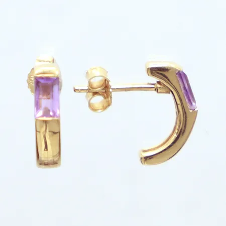 Ett par örhängen, lila stenar,  1,3cm, 18k Vikt: 2,4 g