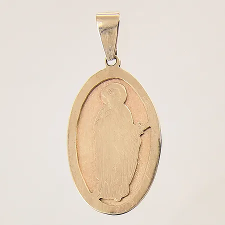 Hänge med religiöst motiv, 38x18mm, repig, 14K Vikt: 3,8 g