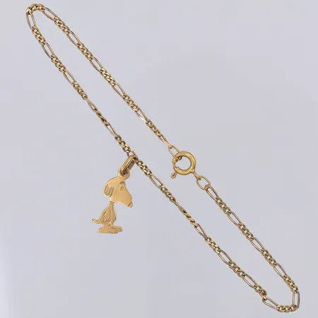 Vristlänk, Figaro, 23,5cm, hänge Snobben, 18K Vikt: 4,1 g