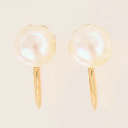 Ett par örhängen med odlade pärlor, 13x6mm, skruvlås, 18K  Vikt: 1,8 g