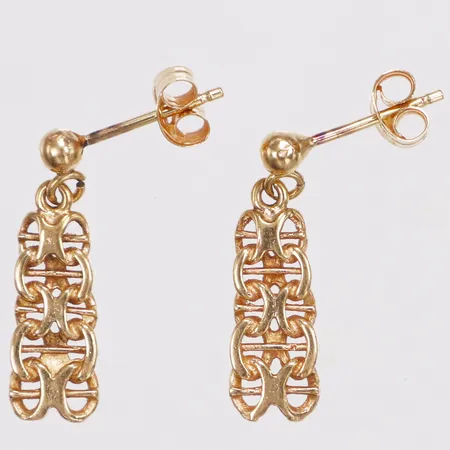 Ett par örhängen, doserad X-länk med stav, längd 20mm, bredd 5-6mm, 18K Vikt: 2,1 g