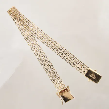 Armband X-länk med stav, längd 19,5cm, bredd 8mm, GHA, 18K Vikt: 10,7 g
