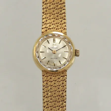 Damur Omega De ville, Ø17,5mm, manuell, integrerad länk, längd 17-18cm, 18K Bruttovikt: 30,9g 