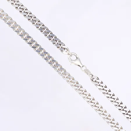 Halskedja pansarlänk, längd 47cm, bredd 6mm, silver 925/1000  Vikt: 35 g