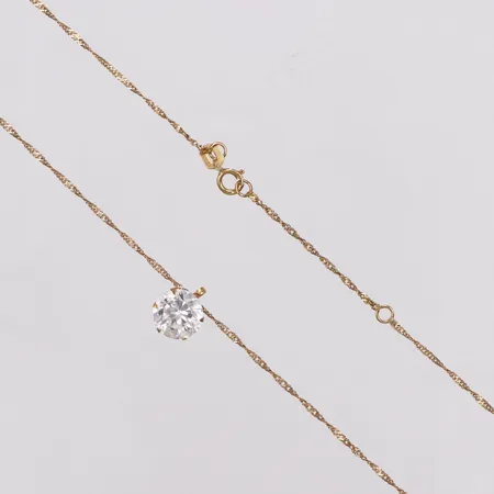 Collier, vit sten, 44/47cm, Guldfynd, 18K  Vikt: 2,1 g