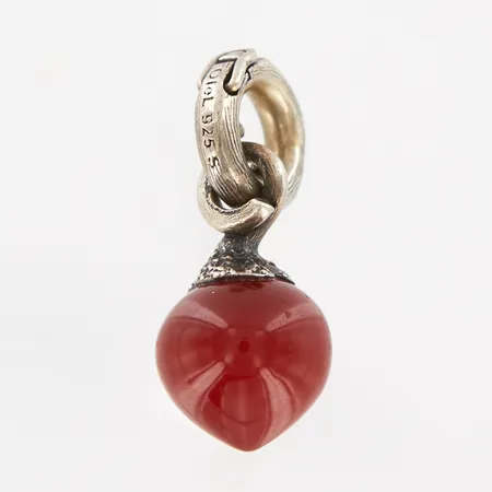 Hänge, Dew Drop, Ole Lynggaard, Karneol, ca 24mm, oxiderat silver 925/1000, originaletui,  Vikt: 2,8 g
