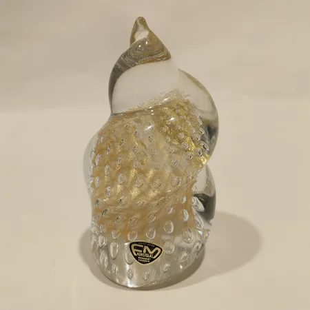 Glasfigurin, FM konstglas Ronneby, höjd 13cm, Ø8cm, M882, etikettmärkt Vikt: 0 g